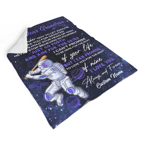 Grandson Personalized Blanket | Aim For The Skies - Astronaut Blanket | Courage Fleece Throw from Grandma | T930