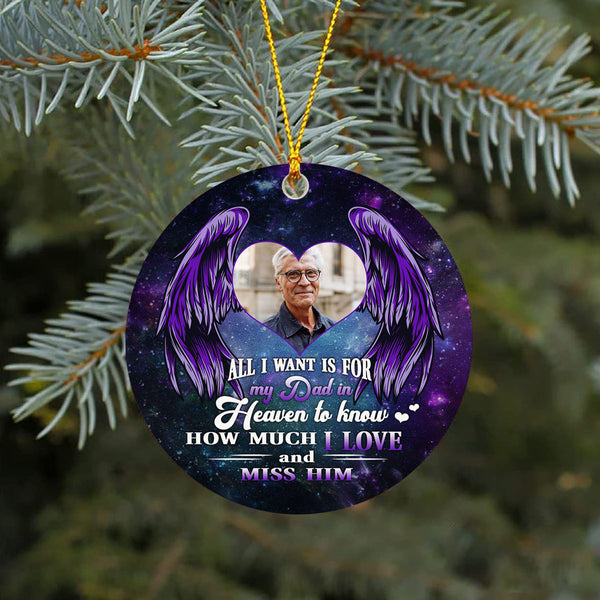 Dad Memorial Christmas ornament personalized picture Dad in Heaven remembrance sympathy gift NOM239