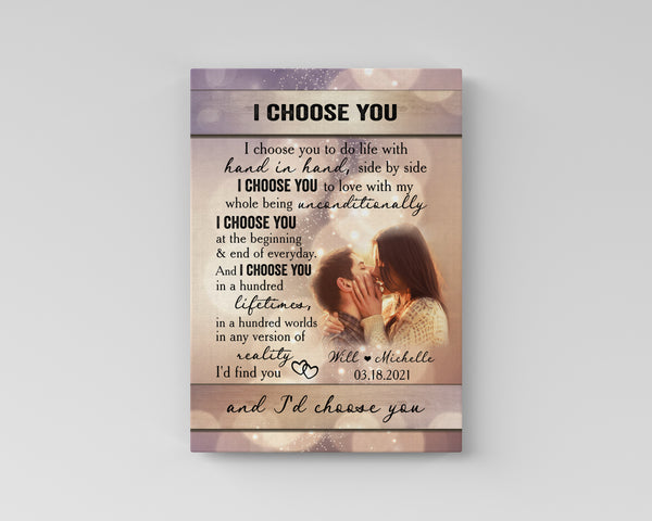 Personalized Picture Canvas| I Choose You  Wall Art| Valentine’s Day Gift for Him, Her|  Custom Valentines Day Gifts| Newlywed Gift  for Husband on Birthday, Christmas CP195 Myhifu