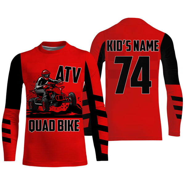 Personalized ATV Motocross Jersey UPF30+ Red Quad Bike Shirt Adult Youth Xtreme Off-road Racing NMS1358