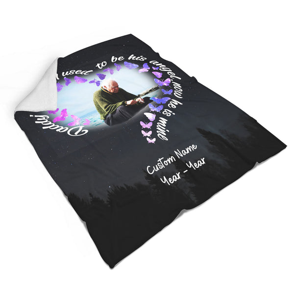 Dad Memorial Blanket| Daddy's Girl Now He is My Angel| Dad Remembrance Blanket, Sympathy Memorial Gift for Loss of Father, Father Condolence Bereavement Gift| N2385