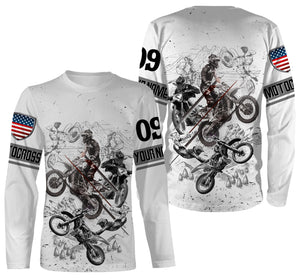 American Motocross Personalized Long Sleeves Hoodie T-shirt, Dirt Bike Motorcycle Shirt Off-road Biker| NMS311