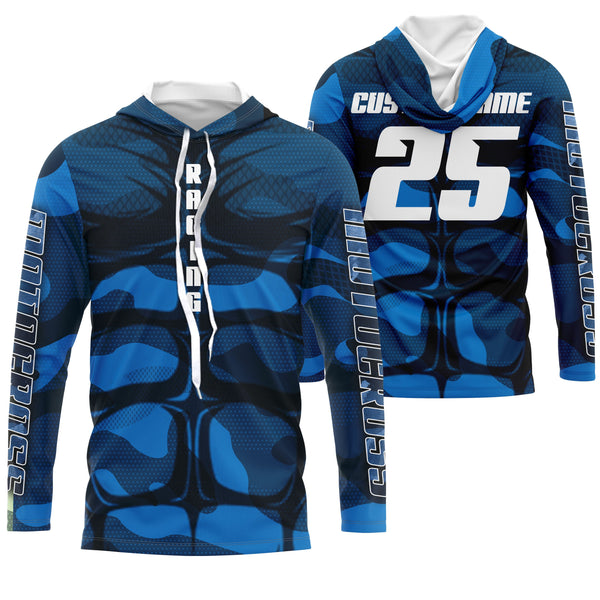 Custom motocross jersey blue muscle UPF30+ kid men women MX racing dirt bike off-road motorcycle NMS991