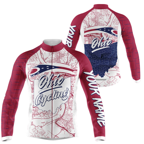 Men Women Ohio cycling jersey with 3 pockets UPF50+ Ohio bike shirt Full zip MTB BMX cycle gear| SLC176