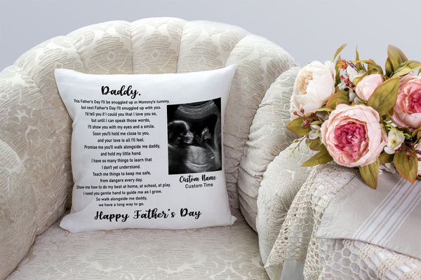 Father's Day Pillow, Custom Sonogram Gift for New Dad, Expecting Father, 1st Time Dad, Dad To Be| JPL97