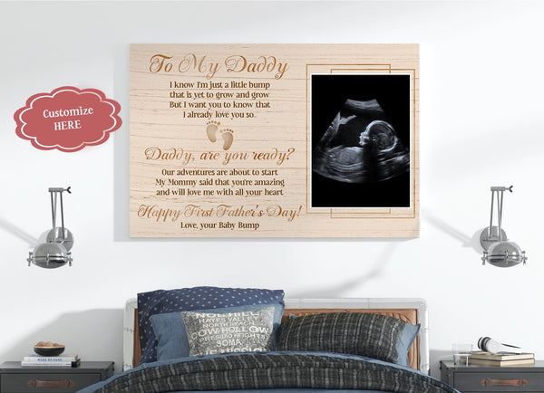 First Fathers Day Personalized Sonogram Canvas Dad to Be Gift New Daddy 1st Time Father Expecting Dad| N2577