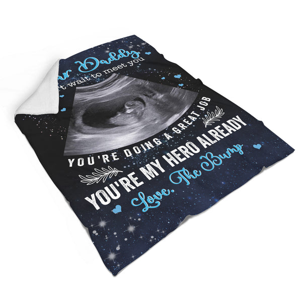 Dad To Be Blanket Personlized Sonogram Photo, First Father's Day Gift for Expecting Dad, 1st Time Father N2539
