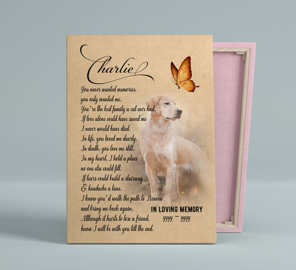 Dog Memorial Canvas| In Loving Memory Dog Memorial Gift Sympathy Gift for Loss of Dog Pet Memorial Gift JCD812