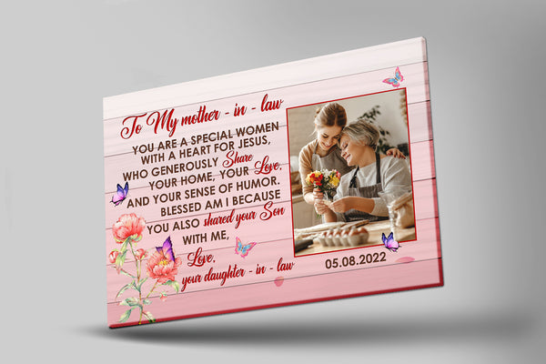 Personalized Mother Day Gifts| to My Mother-In-Law Canvas, Mother-in-Law Gift, Best Mother-in-Law, Mother-in-Law Birthday Gift, Gifts for Mother In Law on Mother’ Day| AP582