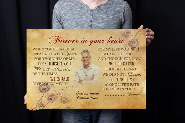 Personalized Memorial Canvas| Forever In Your Heart| Custom Sympathy Canvas Bereavement Gift for Loss of Loved One in Heaven JC251 Myfihu