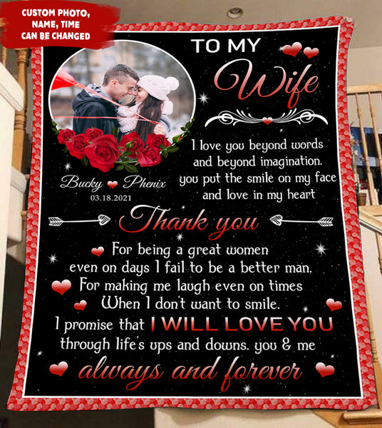 To My Gorgeous Wife Blanket| Customized  Blanket with Pictures| Custom Blanket for Wife | Valentine’s Day Blanket| Red Roses Blanket|  Gifts for Wife on Anniversary,  Birthday BP56 Myfihu