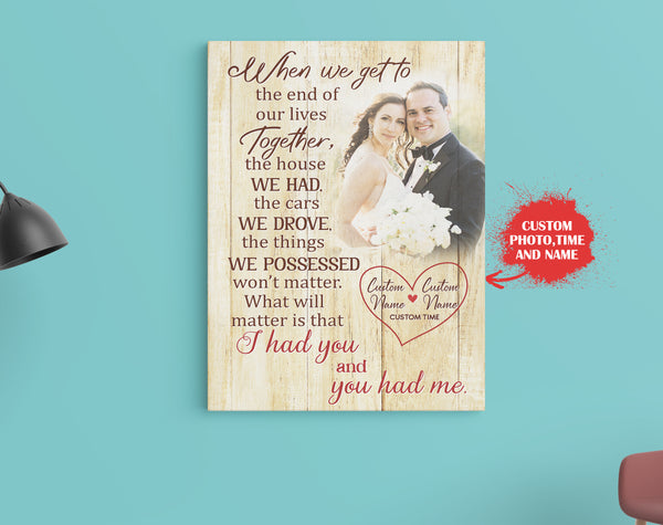 Personalized Anniversary Gift for Couple, Part| I Had You & You Had Me Wall Art| Custom Sentimental Gift for Husband Wife on Valentine's Day Christmas Anniversary Dad Birthday Day JC583 Myfihu