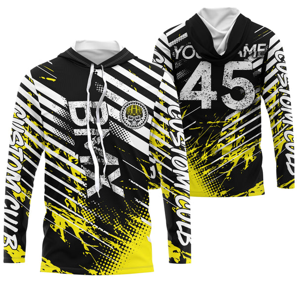 Custom black yellow BMX race gear Lightweight UPF30+ sun shirts kid youth adult Cycling racewear| SLC108