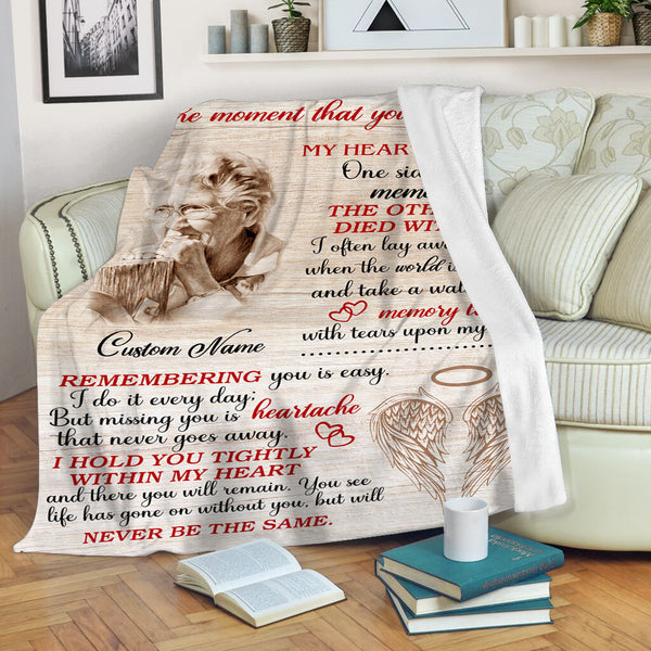 Memorial Blanket | The Moment You Left Me  - Custom Image Blanket | Meaningful Remembrance Fleece Throw, Deepest Grief Sympathy Gift for Loss of Mother, Father, Grandmother| T233