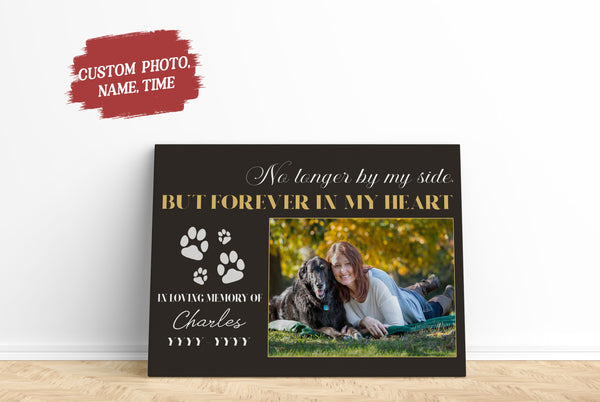 Dog Memorial Canvas| No Longer By My Side - Custom Dog Memorial Gift, Sympathy Gift for Loss of Dog| JCD801