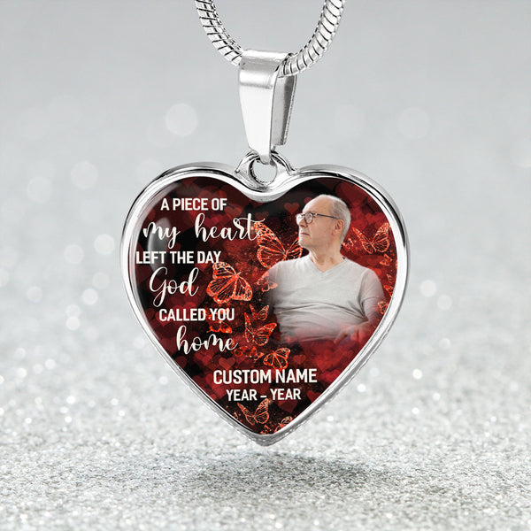 Custom rememberance necklace with photo| A piece of my heart| Memorial jewelry sympathy loss gift NNT25