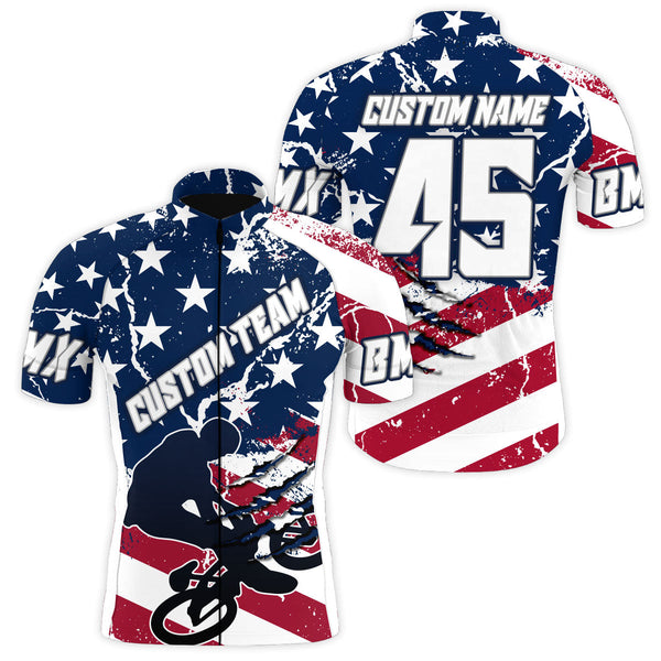 American Mens BMX cycling jersey with 3 pockets Custom Anti-UV enduro racing shirt USA cycle gear| SLC67