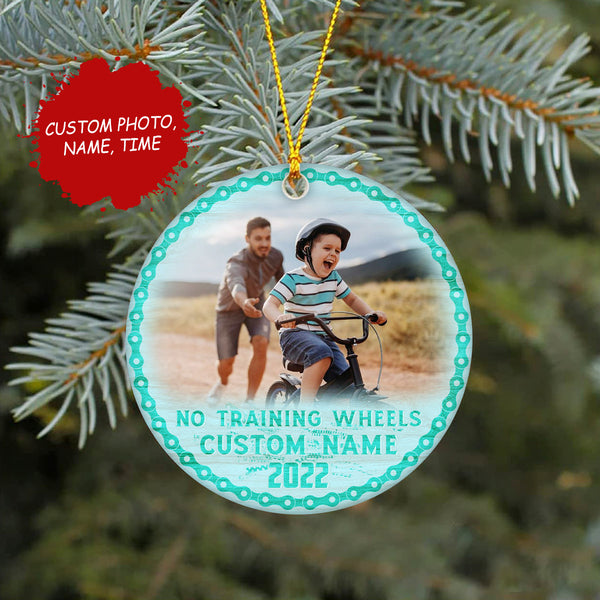 No training wheels ornament, boys girls cycling Christmas gift, new milestone bike ornament for kid| ONT77