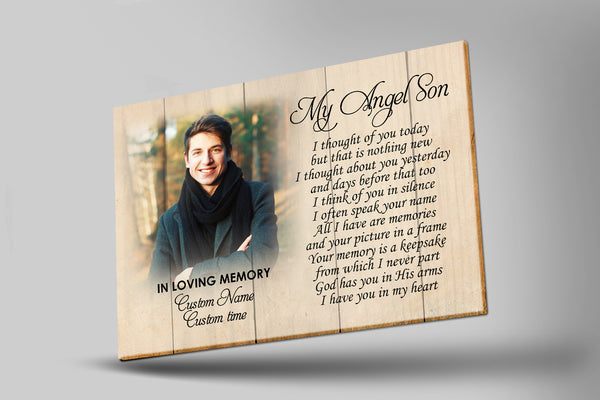 Son Remembrance Personalized Canvas - I Thought of You Today| Memorial Gift for Loss of Son, Loss of a Child| Remembrance Sympathy Gifts| Bereavement Condolence Gifts| N2426