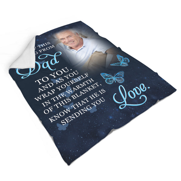 Memorial Blanket for Loss of Dad - Personalized Memorial Gift for Loss of Dad, Loss Father Gift Sympathy Blanket for Loss of Dad In Loving Memory of Dad in Heaven - JB280