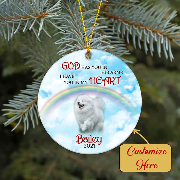 Pet Memorial Ornament - God Has You in His Arms, Pet Loss Ornament, Remembrance Loss of Dog, Loss of Cat, Sympathy Gift for Dog Owners| NOM124