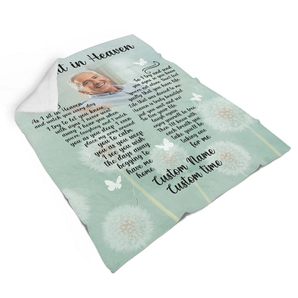 Personalized Memorial Blanket, As I Sit in Heaven Butterfly Remembrance Throw Sympathy Gift N2762