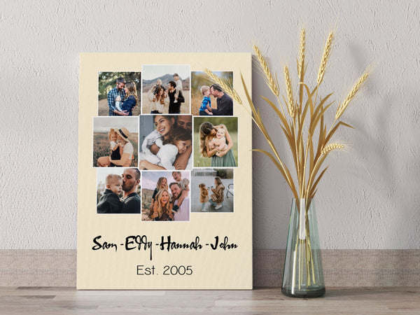 Personalized Family Canvas| Custom Family Photo Collage Canvas for Home Decoration| Sentiment Gift for Family on Christmas, Thanksgiving, Anniversary| Family Wall Art| JC727