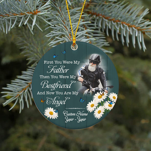 Biker Dad In Heaven Ornament Personalized Motorcycle Ornament Memorial Gift For Loss Of Loved One ODT74