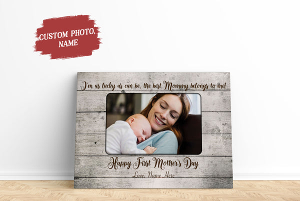 Custom New Mom Canvas| Happy First Mother's Day| Gift for Expecting Mom from Baby Bump| JC824