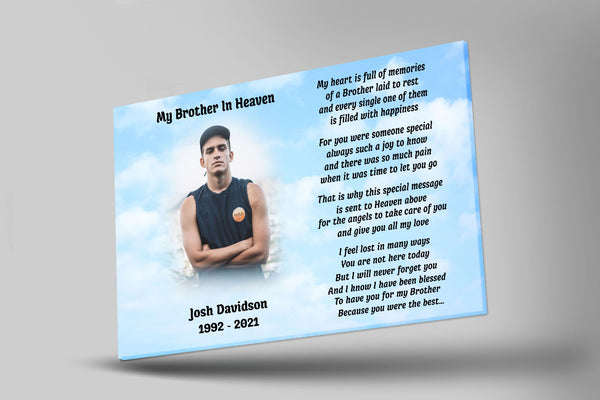 Brother Remembrance - Personalized Memorial Canvas| Brother in Heaven, Memorial Gift for Loss of Brother In Memory| N2149