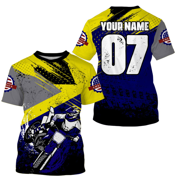 Kids youth adult jersey for dirt bike custom UV blue Motocross racing shirt off-road motorcycle PDT100