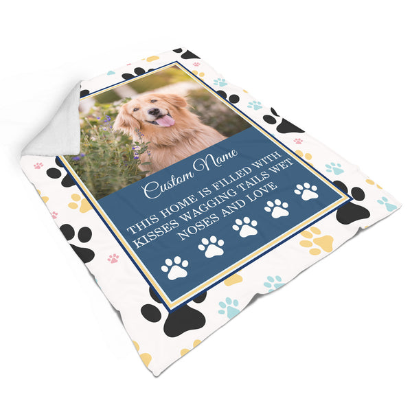 Dog Memorial Blanket| Custom Dog Pawprint Fleece Blanket, Dog Memorial Gift, Dog Remembrance, Sympathy Gift for Dog Owners, Loss of Dog| JBD344