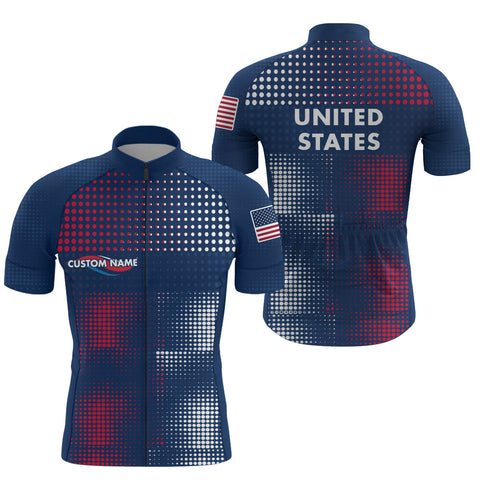 USA cycling jersey men & women full zipper American bike shirt UPF50+ Cycle gear with 3 pockets| SLC180