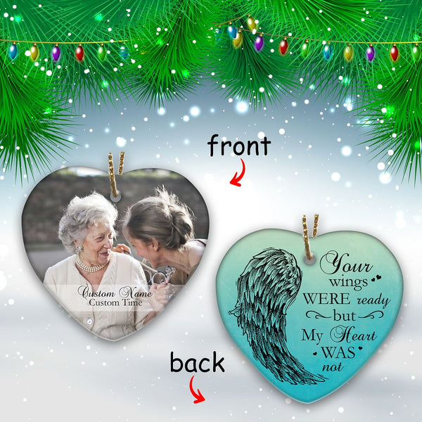 Heart Memorial Christmas Ornament, Sympathy Gift for loss of Mother Father - OVT24