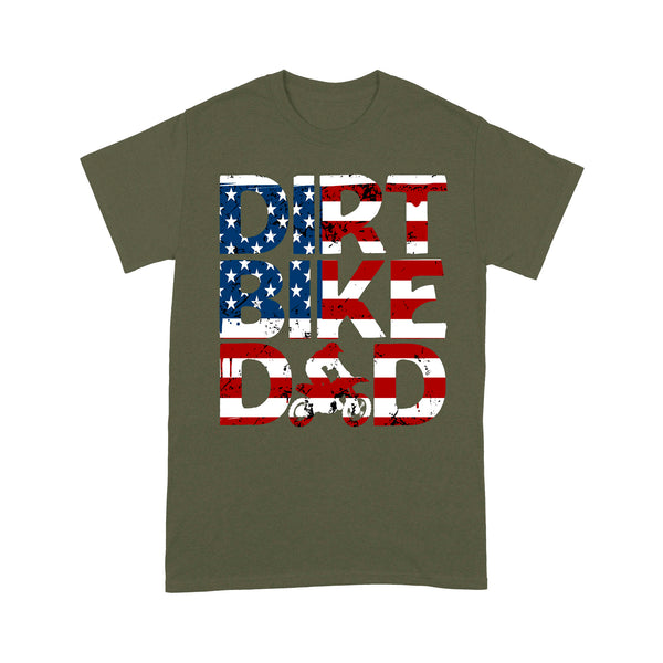 Dirt Bike Dad Men T-shirt - Patriotic Biker Shirt, Cool Dirt Bike American Flag Biker Tee, Off-road Dirt Racing| NMS229 A01