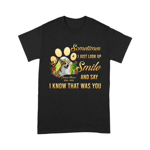 Custom Dog Memorial T-shirt| Dog Pawprint Memory Shirt| Dog Remembrance, Dog Sympathy Gift| JTSD186 A02M07