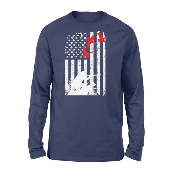 Duck hunting american flag 4th July , duck hunting dog NQSD39 - Standard Long Sleeve