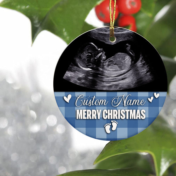 Ornament Baby Ultrasound Photo Pregnancy Announcement Gift Baby Sonogram Ornament on Christmas OP45