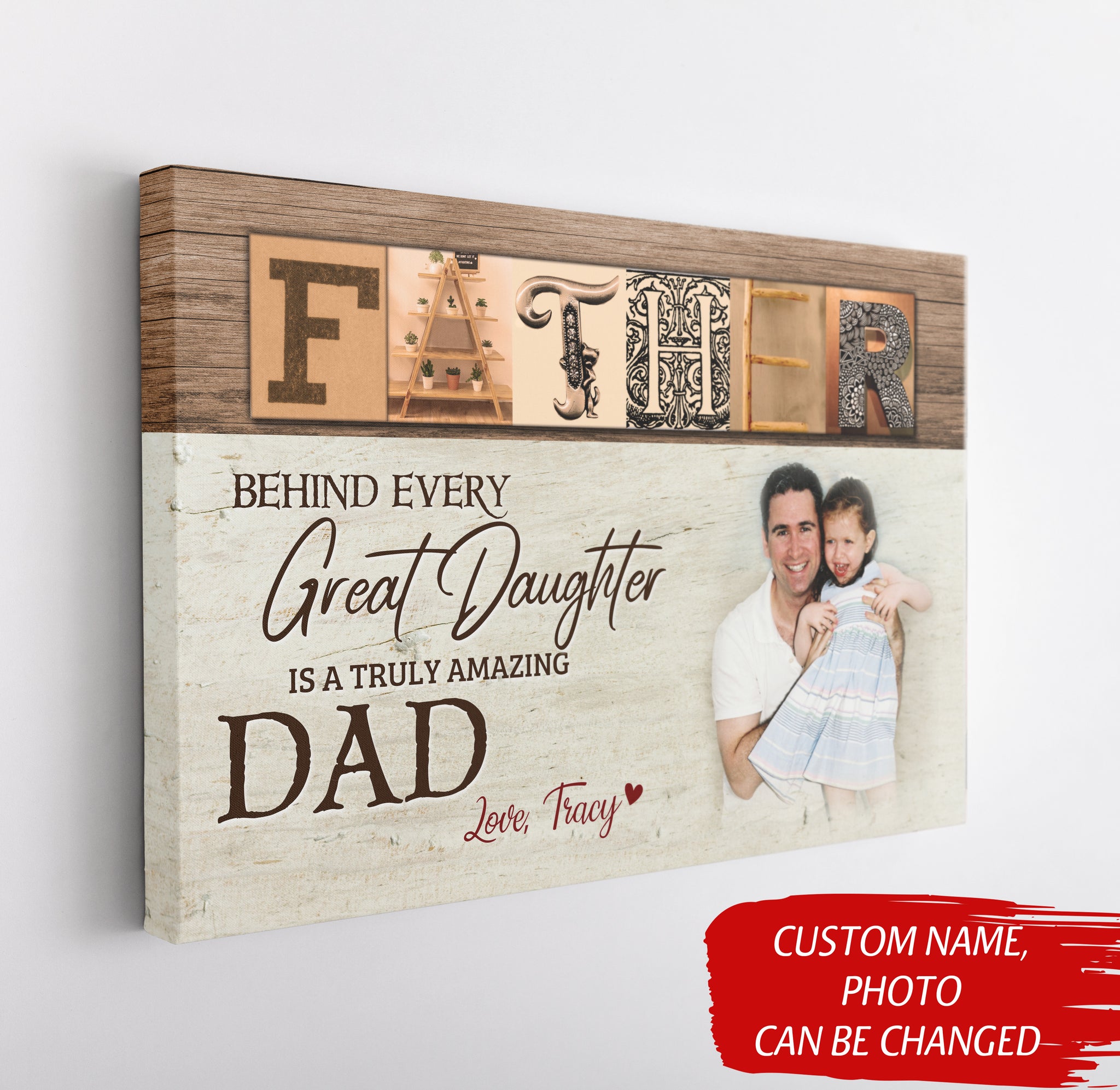 Father & Daughter Personalized Canvas Fathers Day Gift for Daddy Amazing Dad Custom Birthday Christmas| N2549