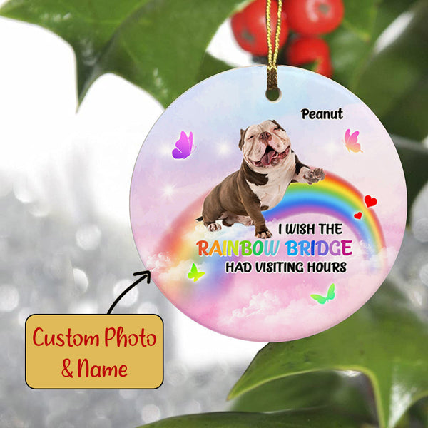 Rainbow Bridge - Pet Memorial Ornament Custom Photo| Pet Loss Christmas Ornament, Remembrance for Loss of Dog, Loss of Cat| NOM11