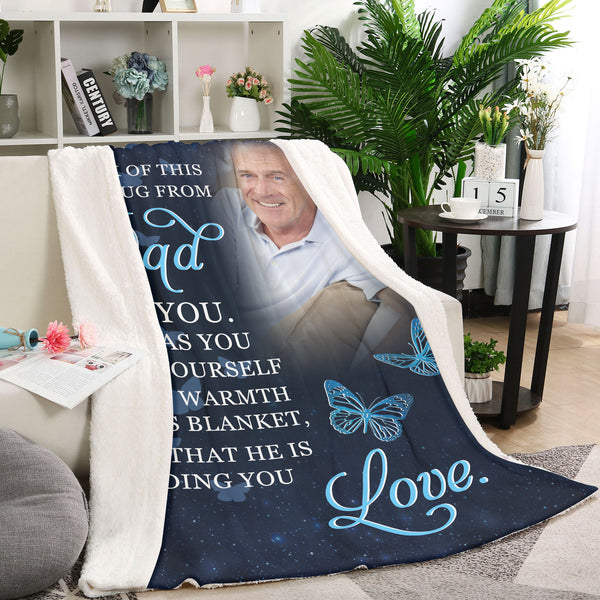 Memorial Blanket for Loss of Dad - Personalized Memorial Gift for Loss of Dad, Loss Father Gift Sympathy Blanket for Loss of Dad In Loving Memory of Dad in Heaven - JB280