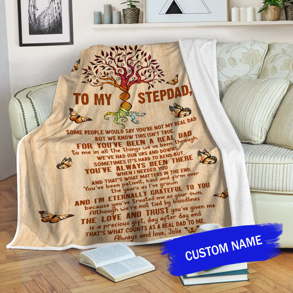 To My Stepdad Blanket - Custom Blanket for Stepfather| Thoughtful Gift for Stepfather from Stepdaughter Stepson Stepchild| Stepdad Christmas Stepdad Father's Day Stepdad Gift| JB98