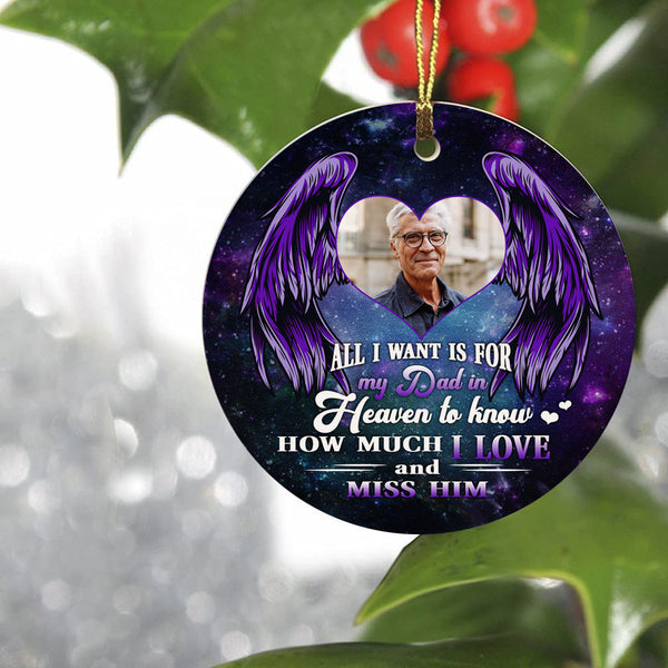 Dad Memorial Christmas ornament personalized picture Dad in Heaven remembrance sympathy gift NOM239