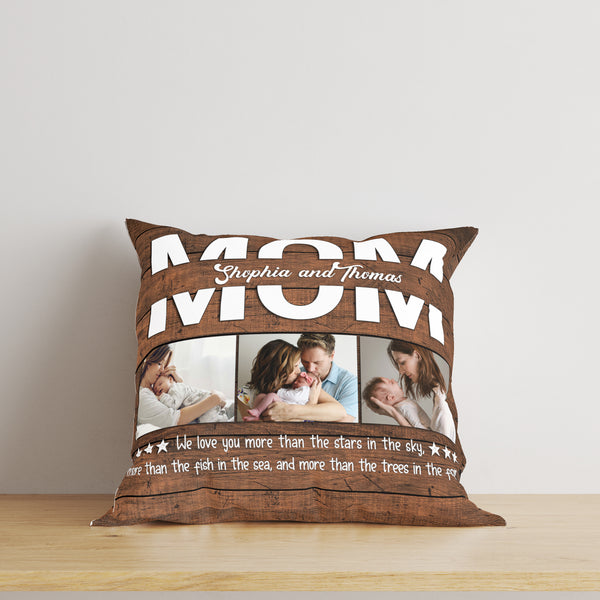 Mom Canvas| We Love You Mom Photo Pillow, Custom Mom Gift for Mother's Day, Gift for Mother| JPL29