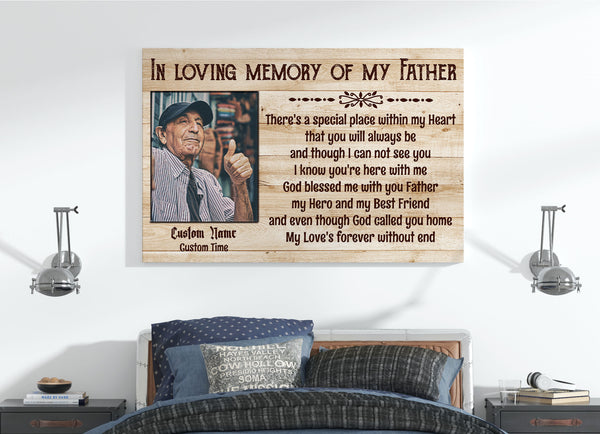 Father Memorial Custom Canvas| In Loving Memory of Father, Sympathy Gift for Loss Father, Dad Memorial JC888