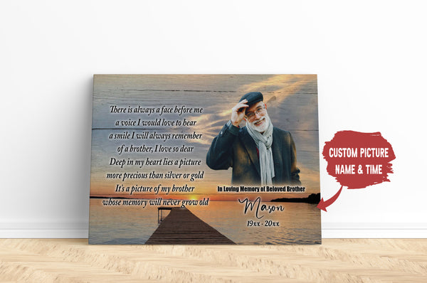 Brother Memorial Canvas - Brother Remembrance Loss of Brother Gift Memorial Gift Sympathy Gift for Loss of Brother In Memory of Brother Sunset Canvas for Brother in Heaven - JC771