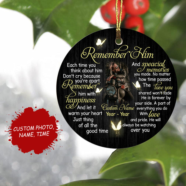 In Memory Christmas Ornament Personalized Motorcycle Remembrance Gift For Loss Of Biker In Heaven ODT34