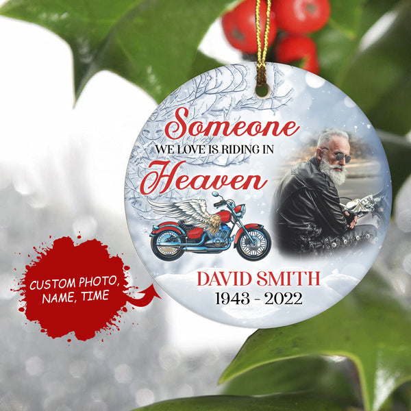 Personalized Motorcycle Ornament Riding In Heaven Christmas Memorial Gift For Loss Of Biker ODT19