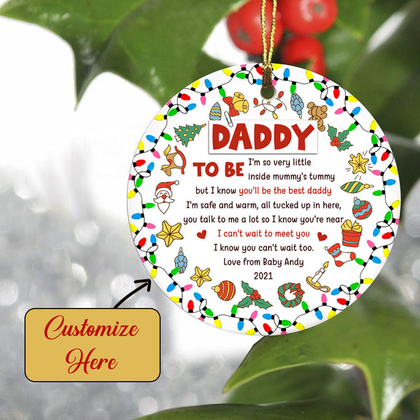 Personalized Daddy To Be Ornament| Can't Wait To Meet You Dad Ornament 2 Sided Custom Sonogram| New Dad Ornament Christmas Present for Father To Be Expecting Dad Pregnancy Reveal| JOR48