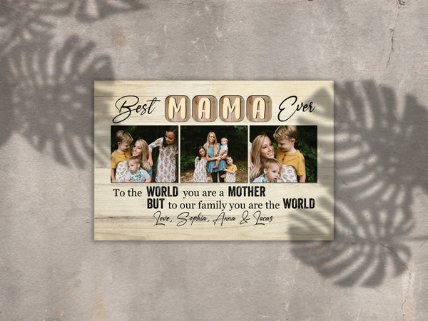 Personalized Mom Canvas - Best Mama Ever, Mother's Day Thoughtful Gift Custom Photo Collage for Mom| N2459